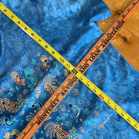 Vintage Cactus Bay Womens Blue Tie Dye Maxi Dress Kokopelli Medium southwestern - Picture 11 of 12